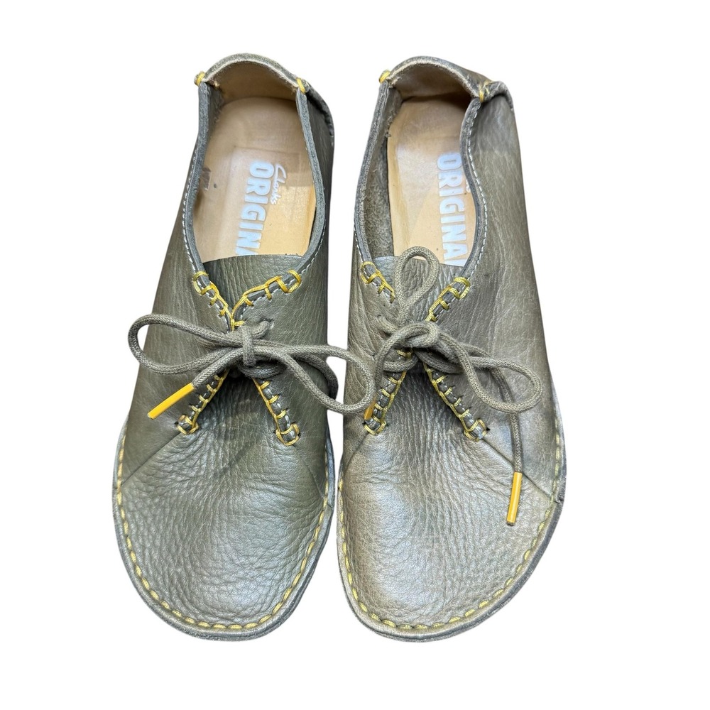 Clarks Originals Shoes Womens Size 6 Green Moccasin Lace Up Comfort Crepe Sole